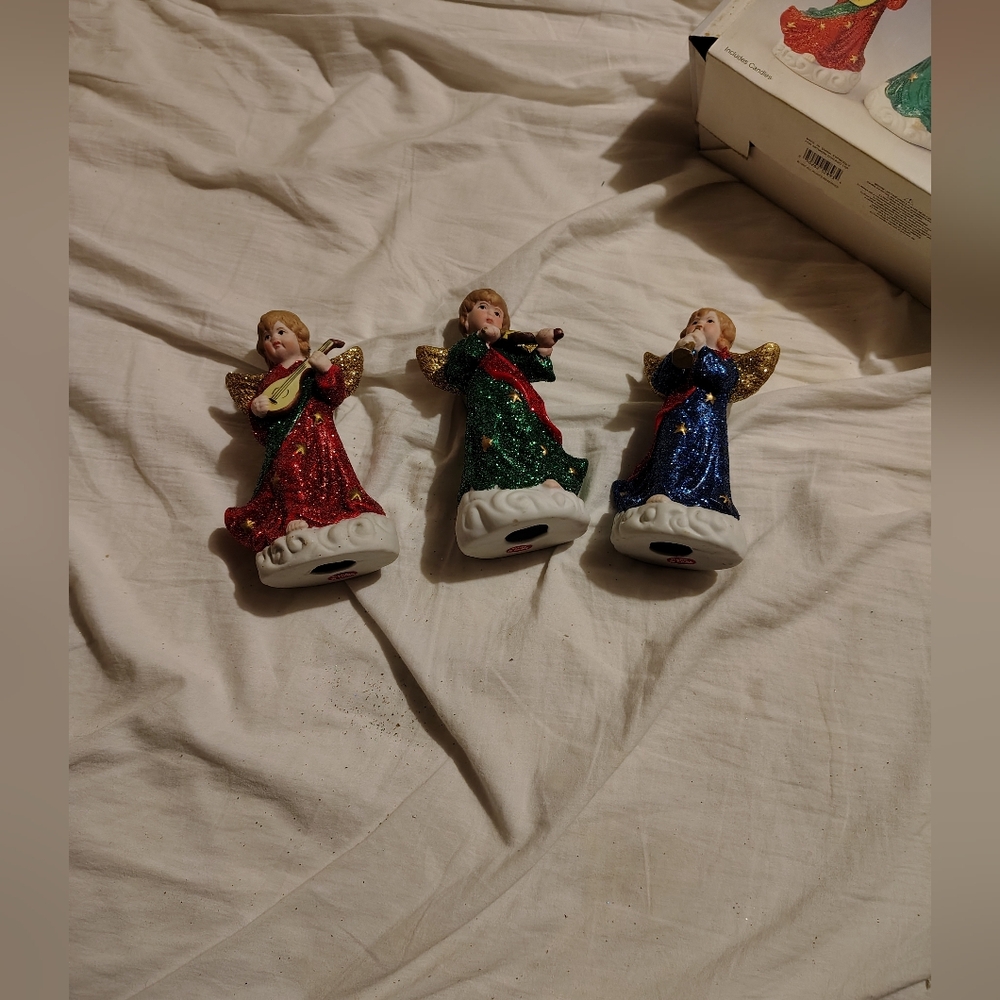 *** Set of Three Angel Figurines Candle Holders Each 6" Inches Tall